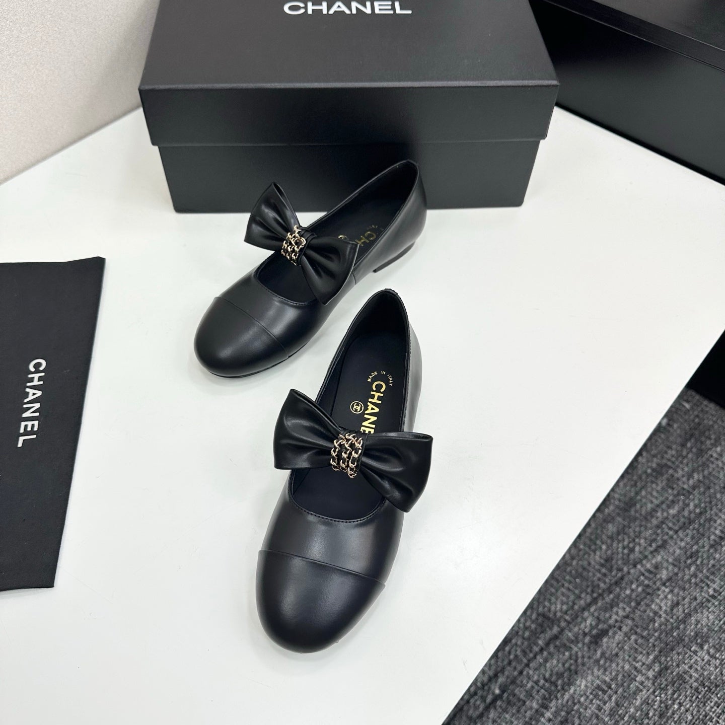 CC 25SS Chain Bow Mary Jane Black Cowhide 490146