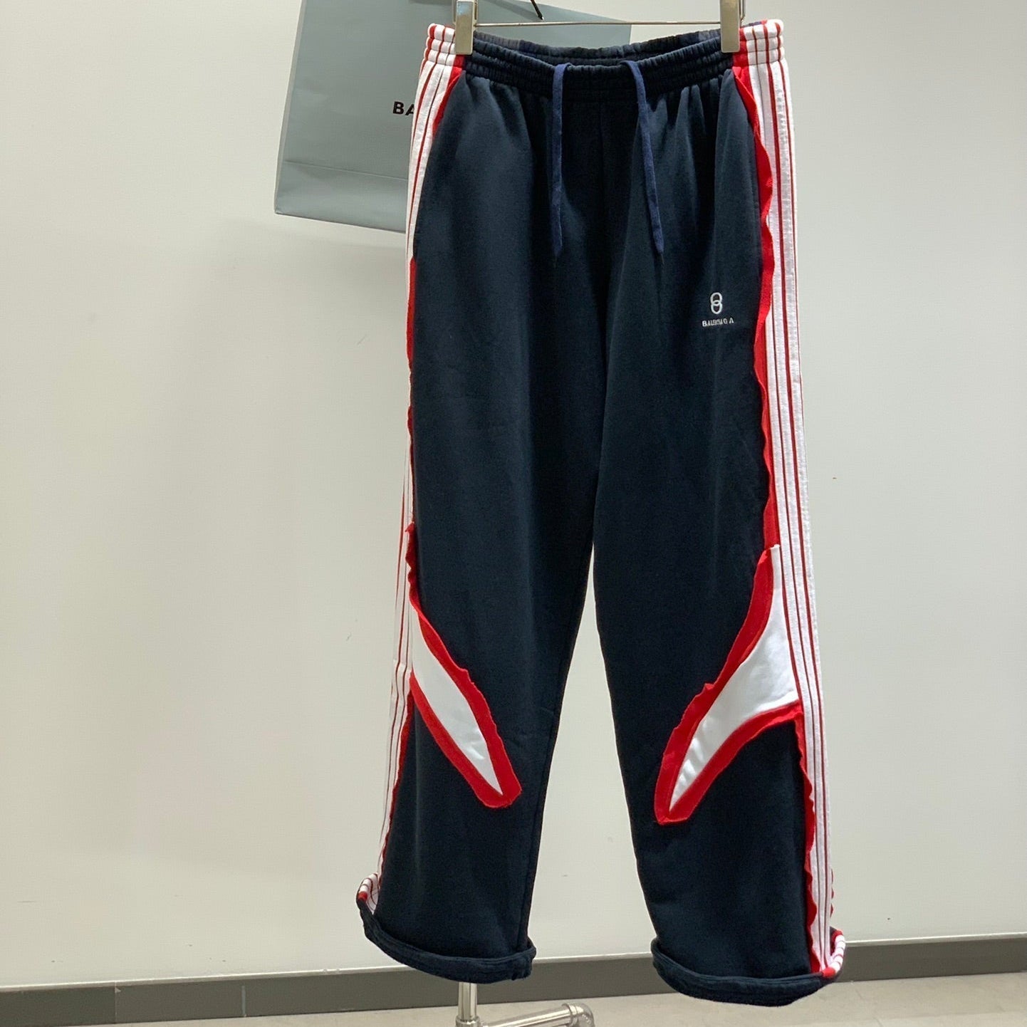 Balenciaga 25 pants Navy Mix Red Cotton 0049
