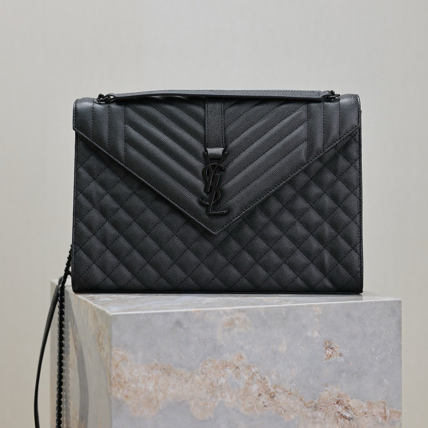 YSL Envelope Chain Large Bag 31cm Black Cowhide