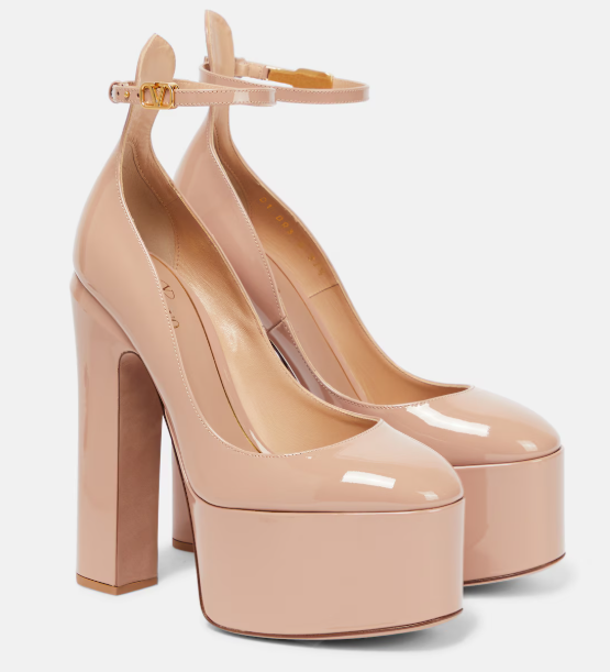 Valentino Garavani Tan-Go 155mm Platform Pumps Cinnamon Rose Patent Leather