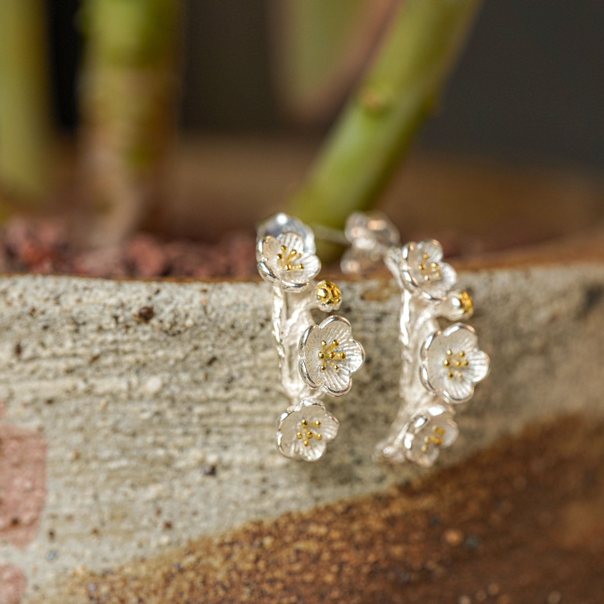 PLUM BLOSSOM FLOWER EARRINGS