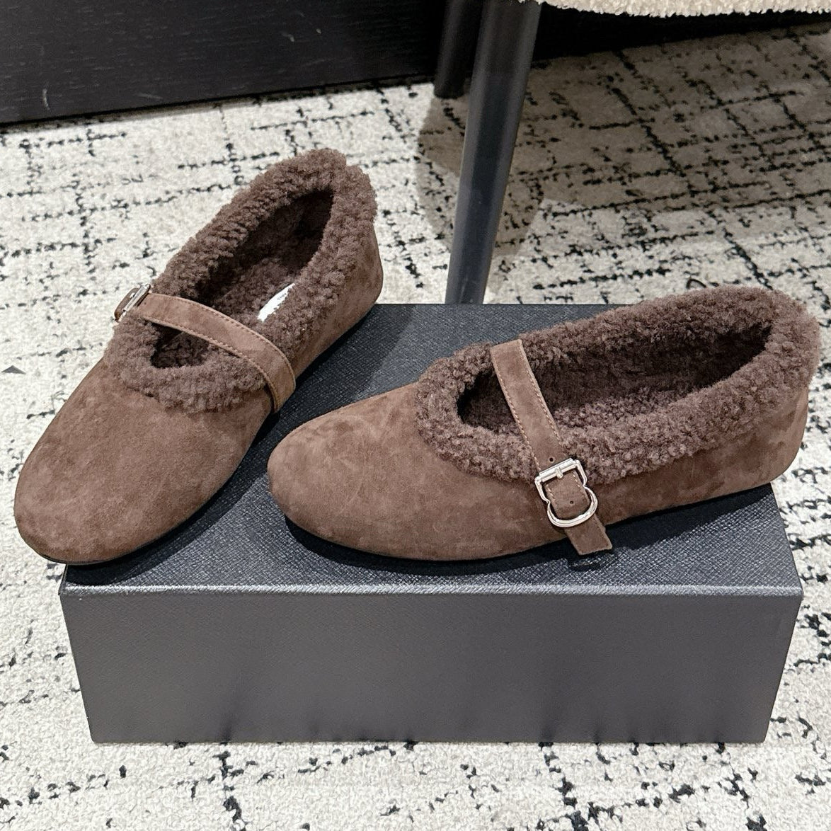 Alaia 2025 Ballet Flat Brown Suede Wool 558653