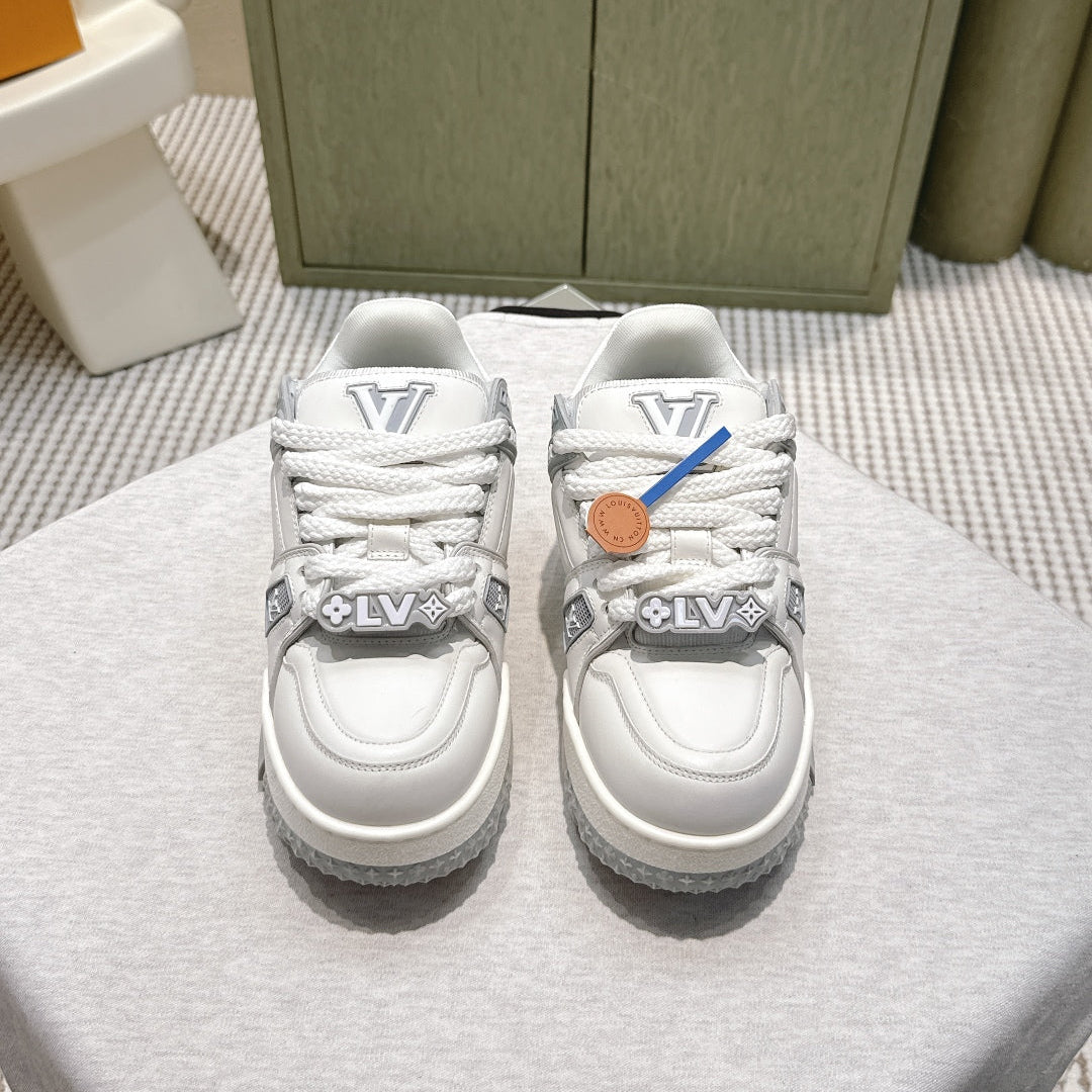 LV Trainer Maxi Sneakers White mix Gray Calf Leather 515190