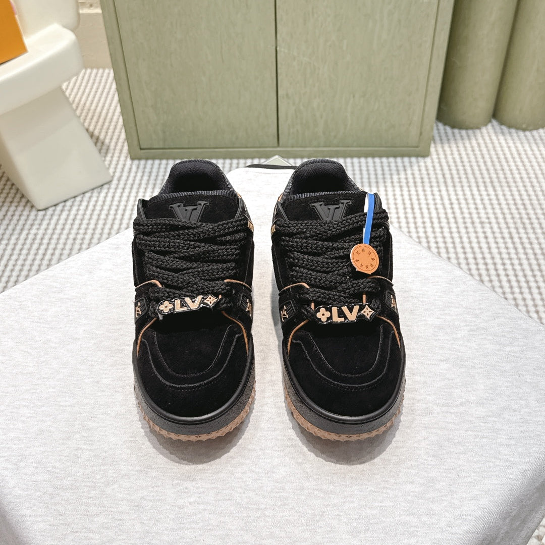 LV Trainer Maxi Sneakers Black Suede Mesh 515196