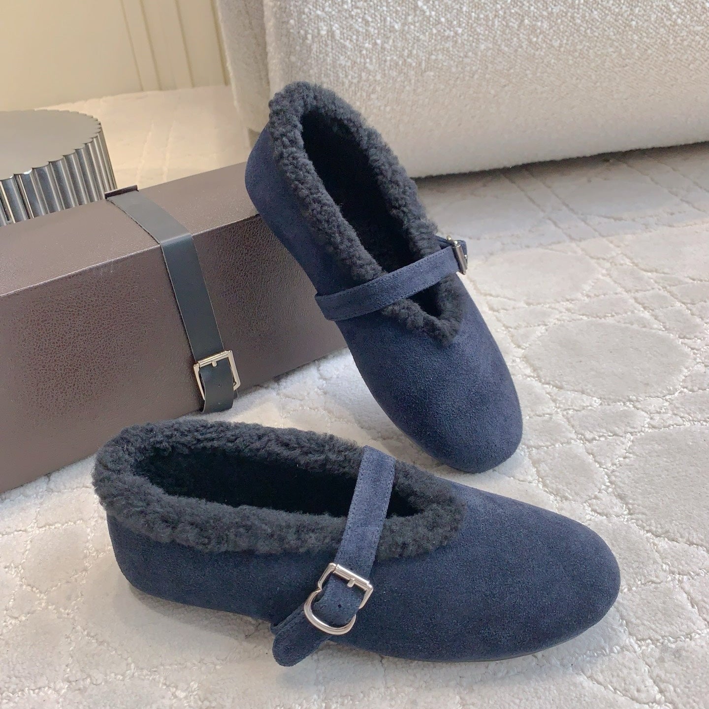 Alaia 2025 Ballet Flat Blue Suede Wool 557376