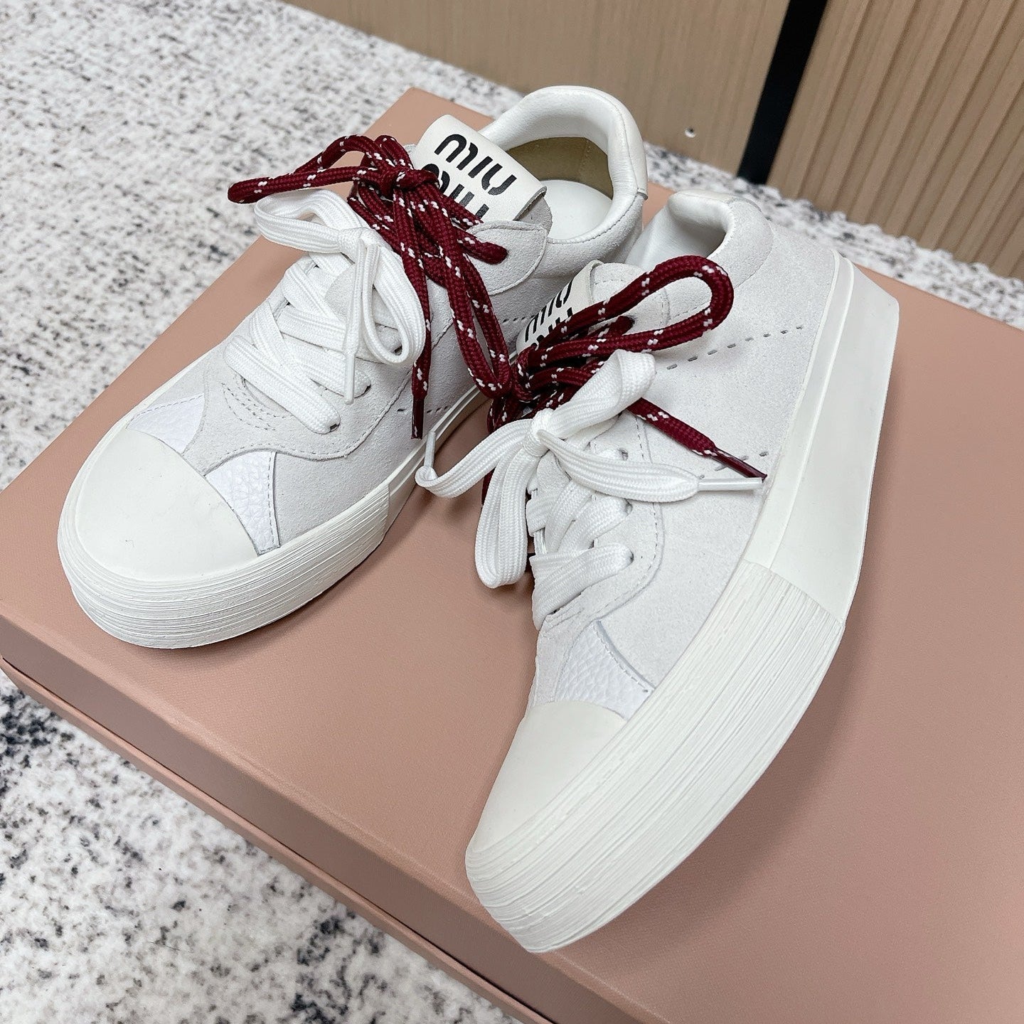 Miu Miu Plume Sneakers White Red Yellow Suede Cowhite 533983
