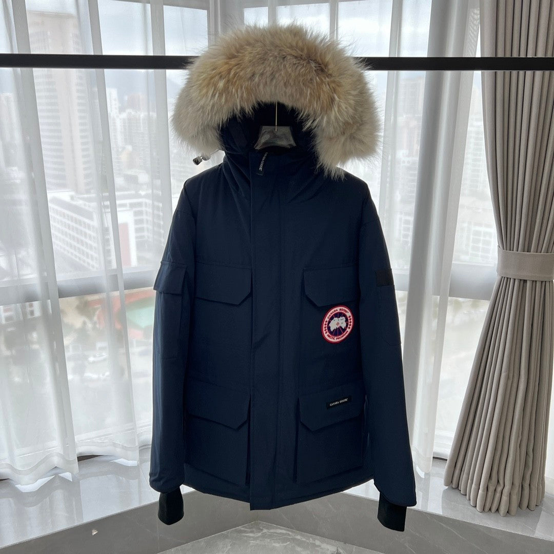 C. Goose Bomber Jacket Navy Blue Polyester 0029