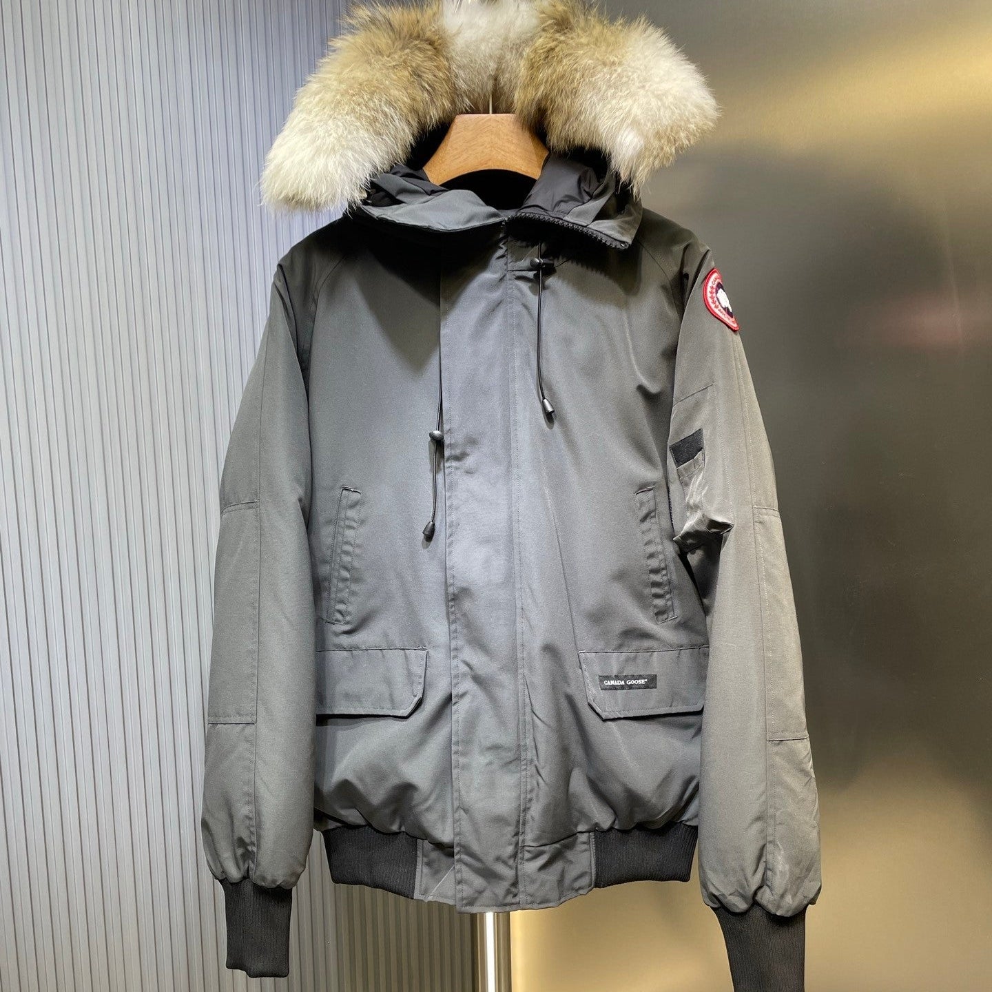 C. Goose Bomber Jacket Gray Polyester 0037