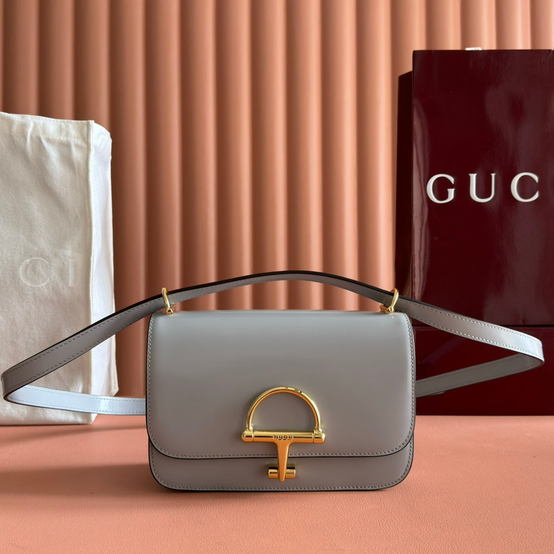 Gucci Siena Small Shoulder Bag Gray Leather 271872
