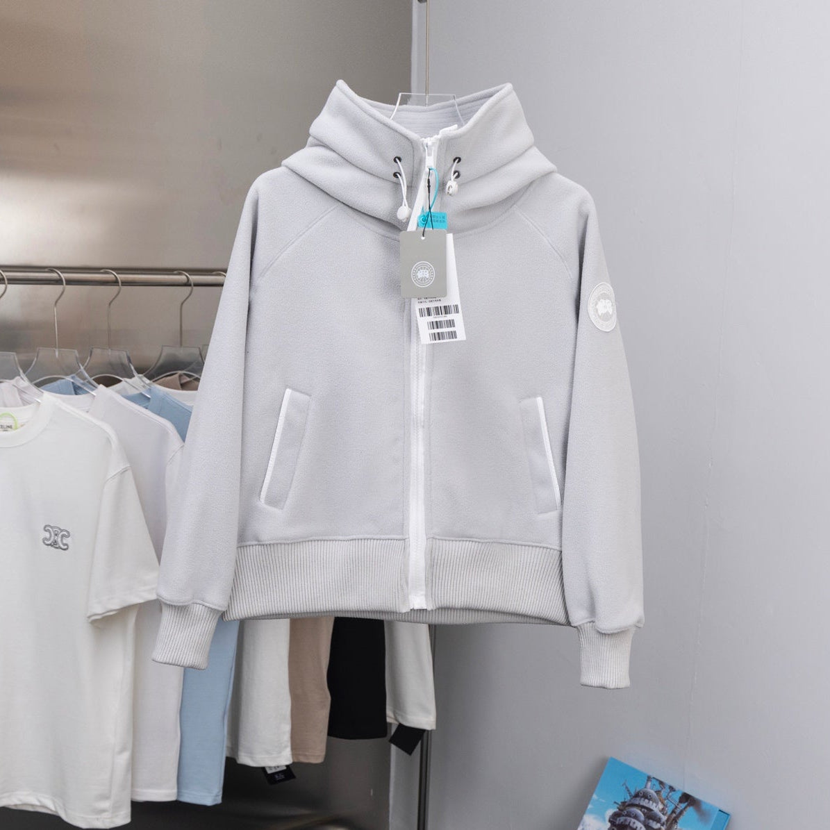 C. Goose Bomber Jacket Light Gray Lambswool 0015