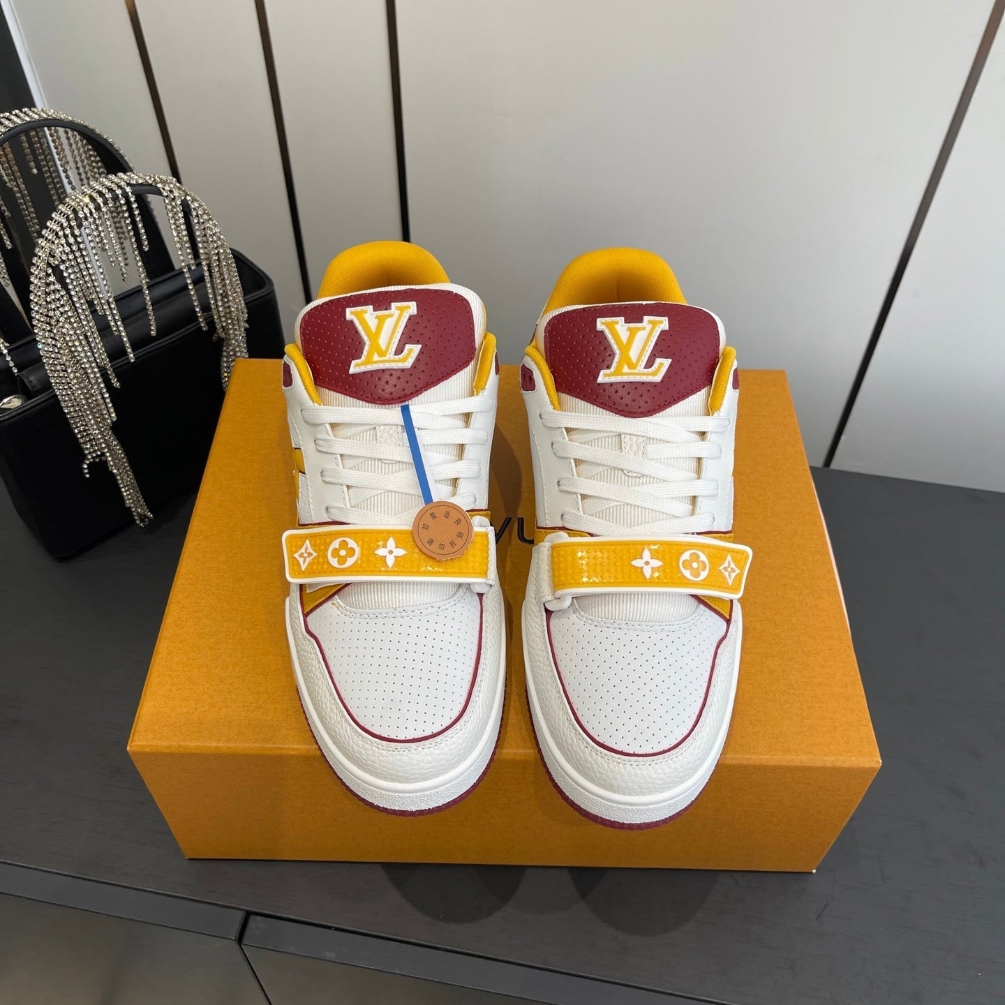 LV Tarine sneakers White and Yellow Perforated Calf Leather 533502