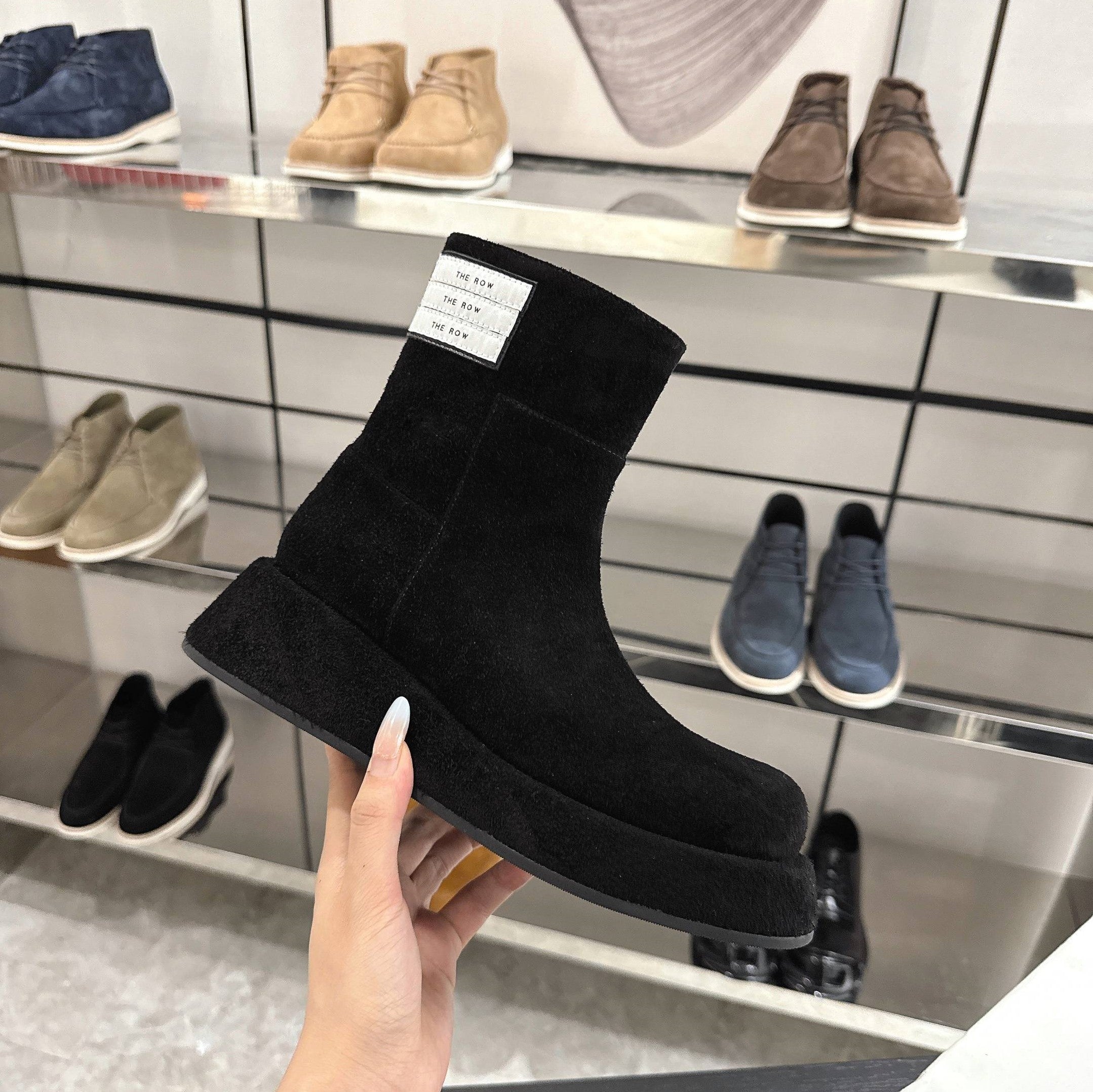 The Row SS2025. Black Suede Boots 543371