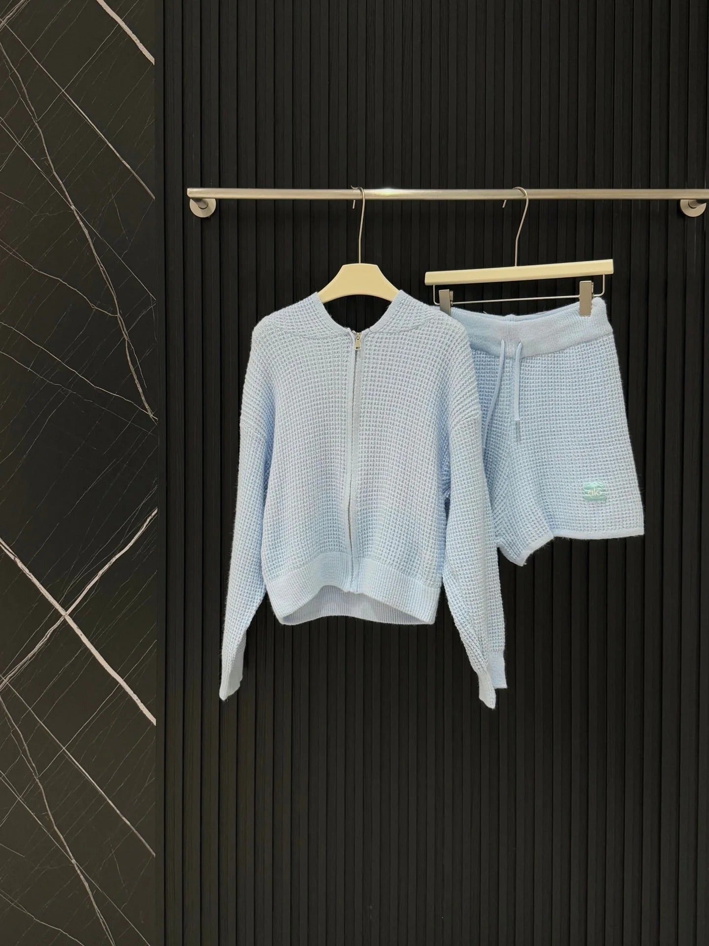 ALO KNIT CARDIGAN &amp; SHORTS SET STYLE 35
