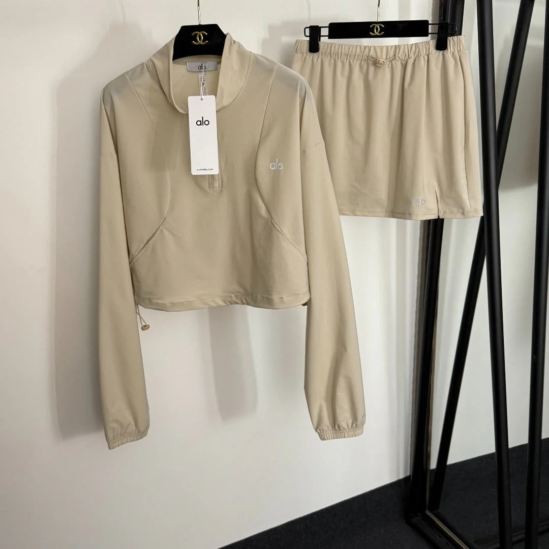 ALO LONG SLEEVE TOP &amp; SPORTY SKIRT SET STYLE 77