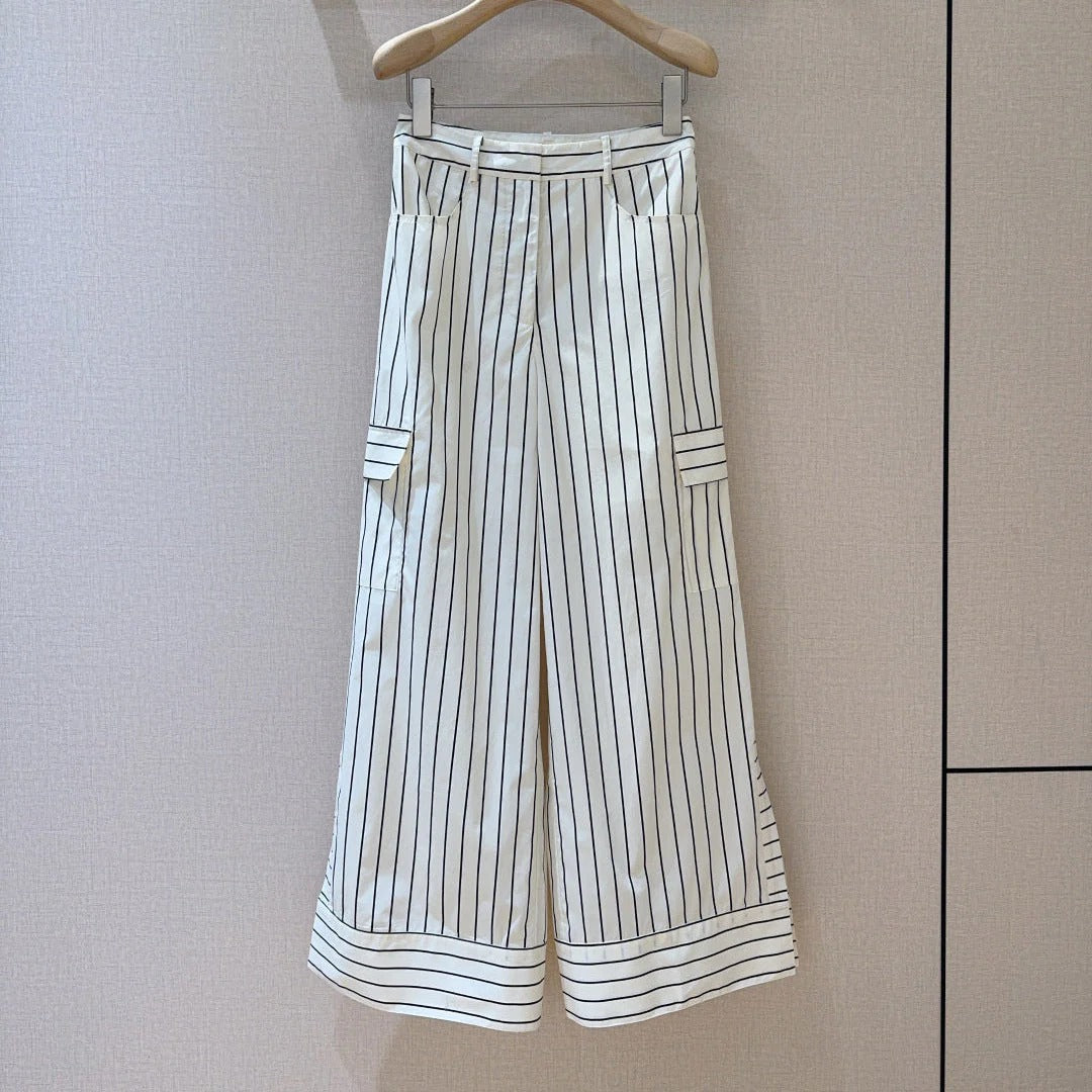 LV 25S VERTICAL STRIPED WIDE-LEG PANTS 0149